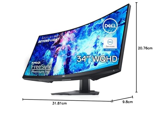 Dell Curved Gaming, 34 Inch Curved Monitor with 144Hz Refresh Rate, WQHD (3440 x 1440) Display, Black - S3422DWG