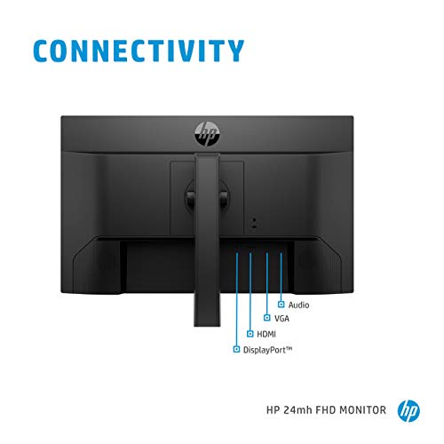 HP 24mh FHD Computer Monitor with 23.8-Inch IPS Display (1080p) - Built-In Speakers and VESA Mounting - Height/Tilt Adjustment for Ergonomic Viewing - HDMI and DisplayPort - (1D0J9AA#ABA)