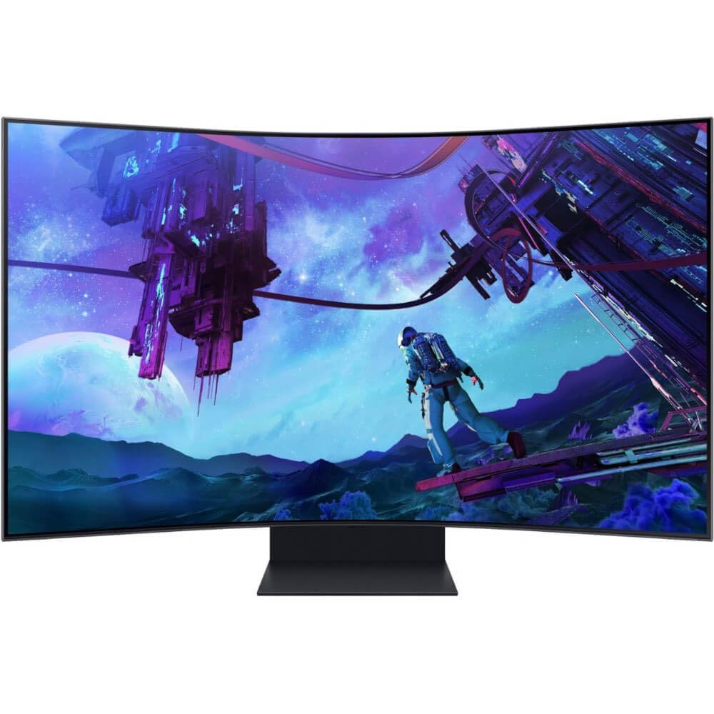 SAMSUNG 55" Odyssey Ark 2nd Gen 4K UHD 1000R Curved Gaming Monitor, 165Hz, 1ms, 4 Input Multi View, Quantum Mini-LED, AMD FreeSync Premium Pro, HDR 10+, Height Adjustable Screen, LS55CG970NNXGO, 2023