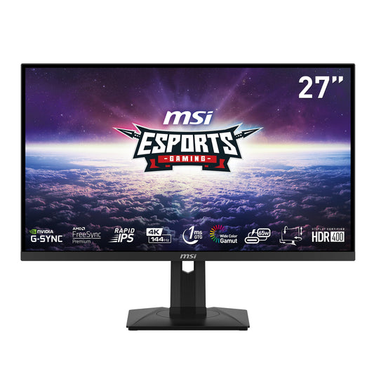 MSI MAG274UPF, 27" 3840 x 2160 (UHD), 4K Rapid IPSGaming Monitor, 1 ms, 144Hz, FreeSync Premium, HDR400, G-Sync Compatible, HDMI, DisplayPort, Tilt, Swivel, Pivot and Height Adjustable.,Black